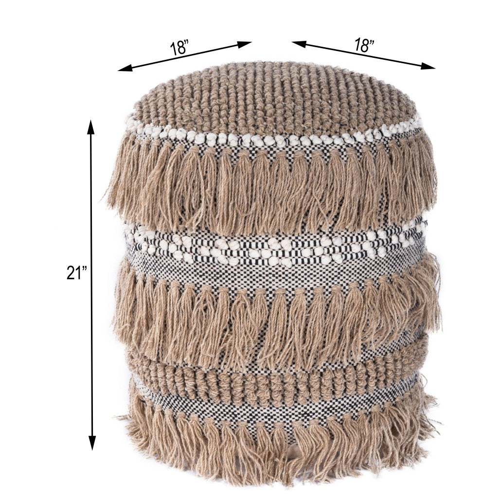 Boho Bullet Tassel Pouf Ottoman By Homeroots | Ottomans | Modishstore - 8