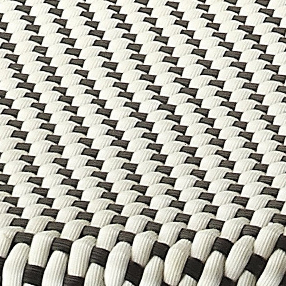 Navy Blue And White Rattan Bar Stool By Homeroots | Bar Stools | Modishstore - 10