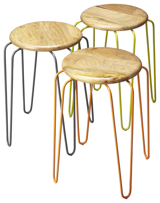 Stackable Iron Colored Stools By Homeroots | Stools | Modishstore