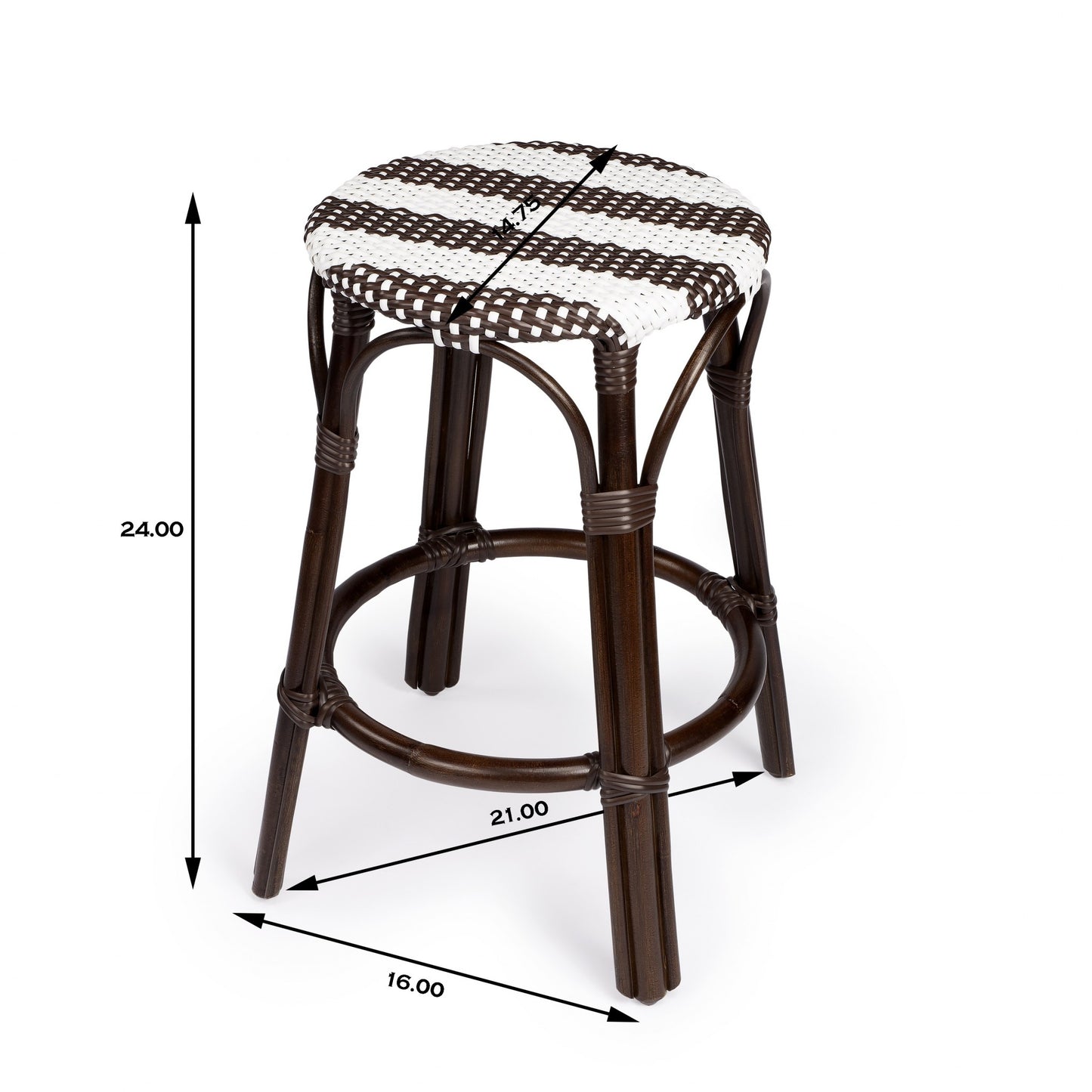 Dark Brown And White Rattan Counter Stool By Homeroots | Counter Stools | Modishstore - 7