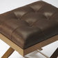 Medium Brown Tufted Leather Stool By Homeroots