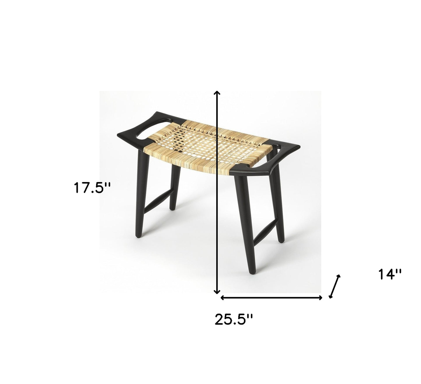 Black and Natural Cane Woven Stool By Homeroots | Stools | Modishstore - 4