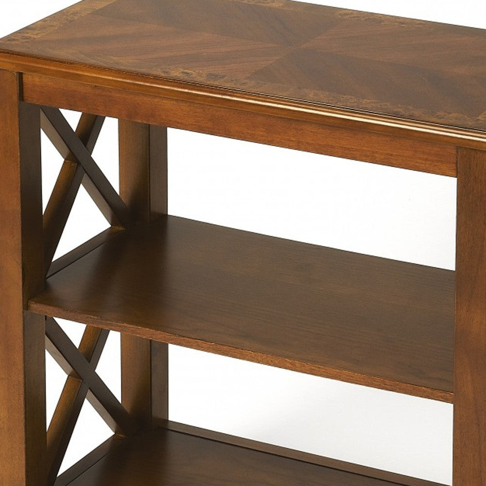 Vance Olive Ash Burl Bookcase By Homeroots | Bookcases | Modishstore - 6