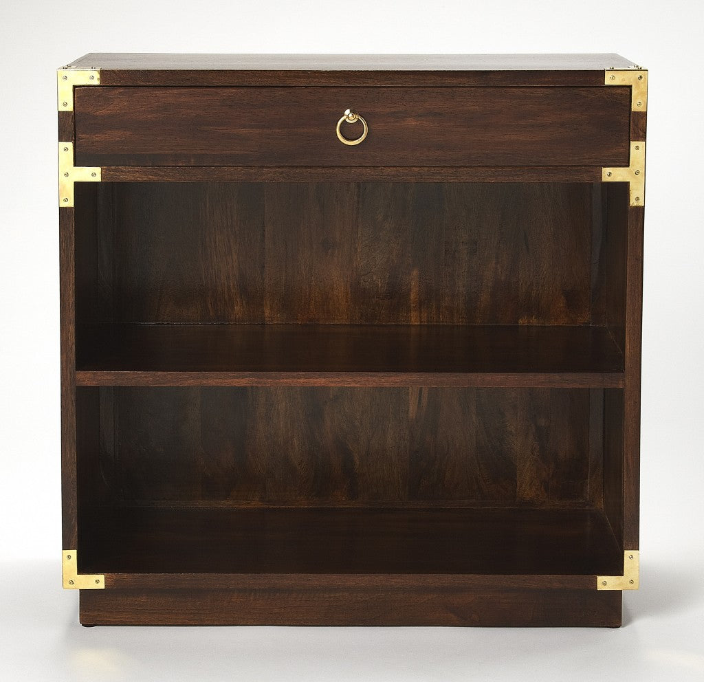 Forster Brown Campaign Bookcase By Homeroots | Bookcases | Modishstore - 4