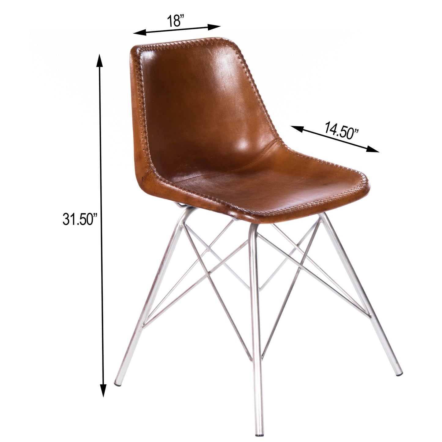 Light Brown Leather Side Chair By Homeroots | Side Chairs | Modishstore - 7