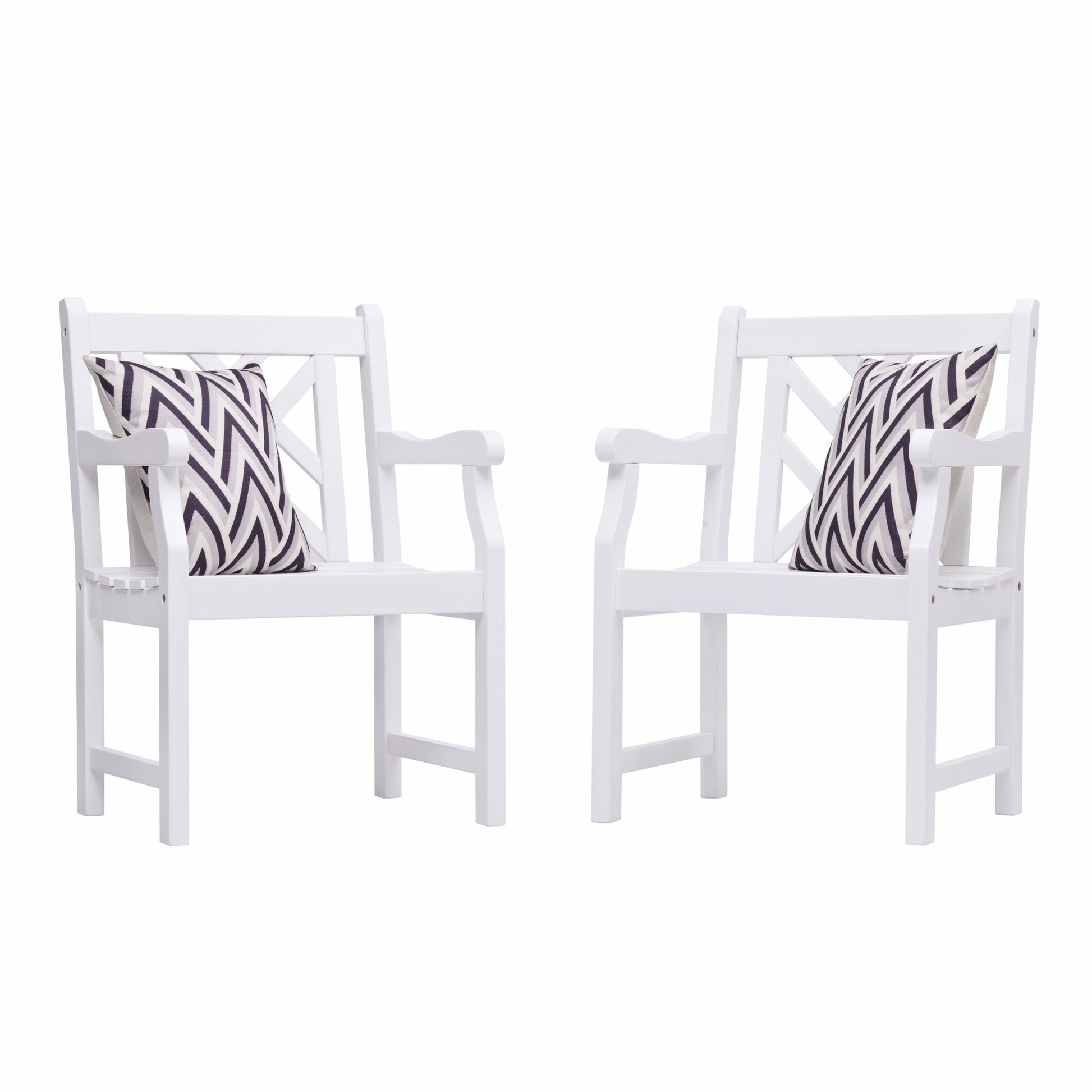 White Patio Armchair with Diagonal Design By Homeroots | Outdoor Chairs | Modishstore - 4