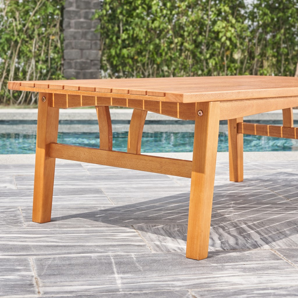 Natural Wood Outdoor Rectangular Coffee Table By Homeroots | Outdoor Tables | Modishstore - 3