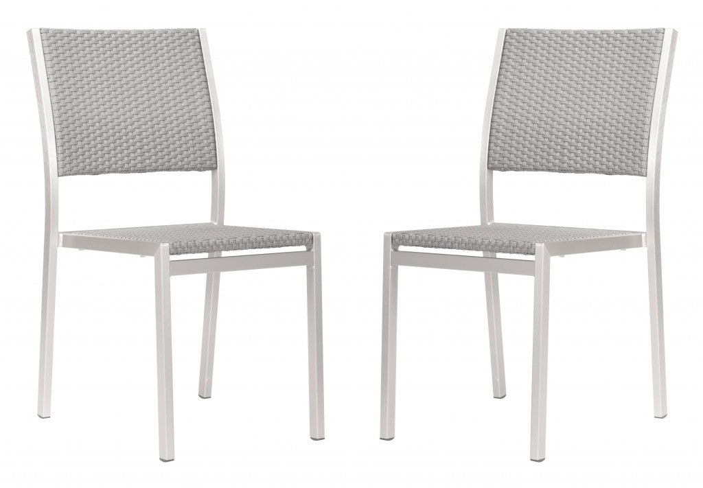 Set Of Two 18" White Aluminum Side Chair By Homeroots
