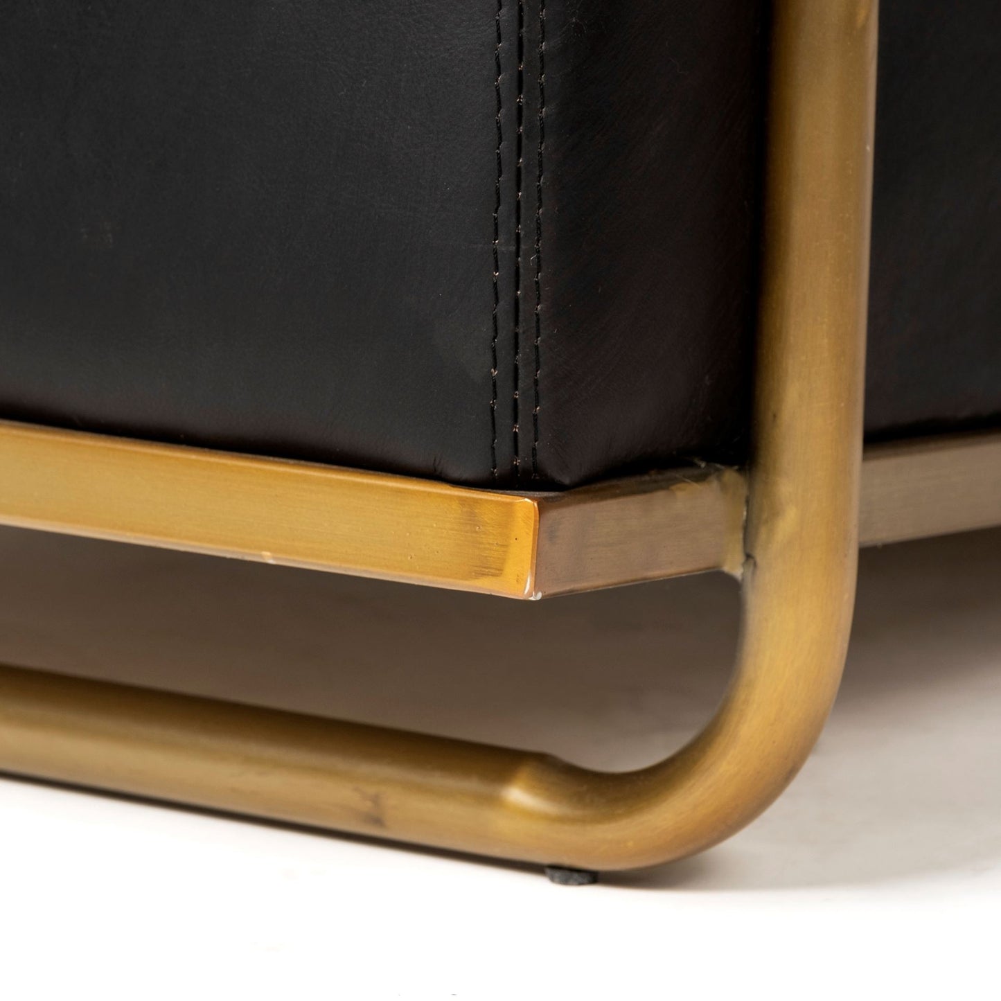 Black Leather Diamond Pattern Gold Club Chair By Homeroots | Accent Chairs | Modishstore - 8