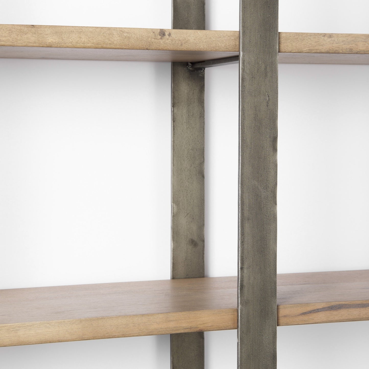 Silver Iron Framed Wooden Shelving Unit By Homeroots | Bookcases | Modishstore - 9