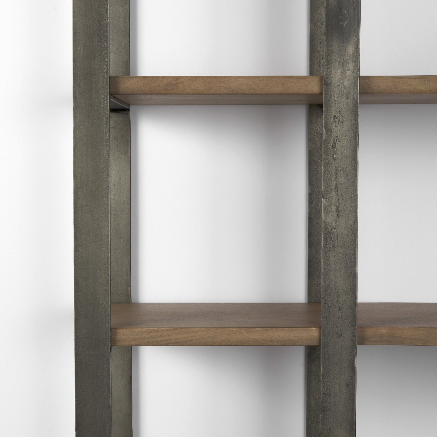 Silver Iron Framed Curved Wooden Shelving Unit By Homeroots | Bookcases | Modishstore - 9