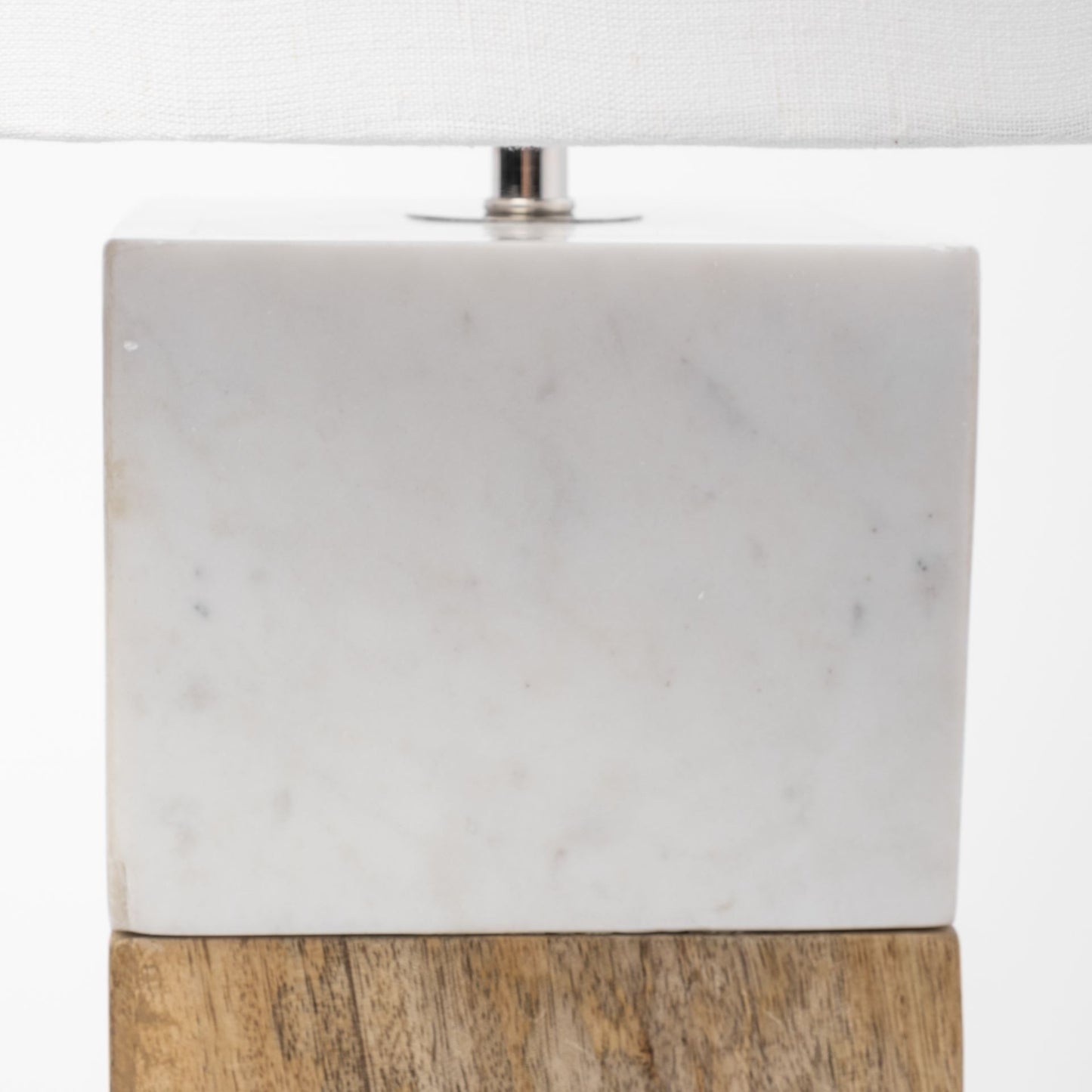 White Marble and Natural Wood Block Table or Desk Lamp By Homeroots | Desk Lamps | Modishstore - 4