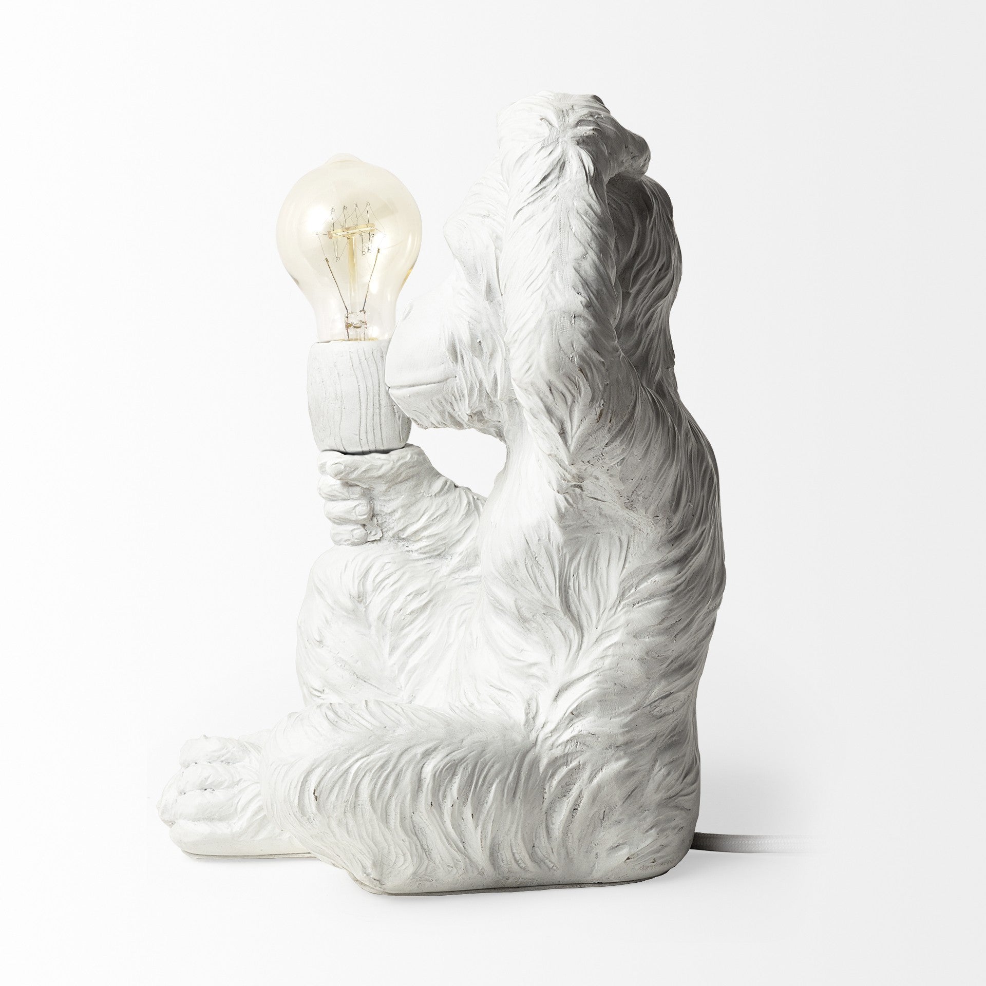 White Whimsical Monkey Table or Desk Lamp By Homeroots | Desk Lamps | Modishstore - 3
