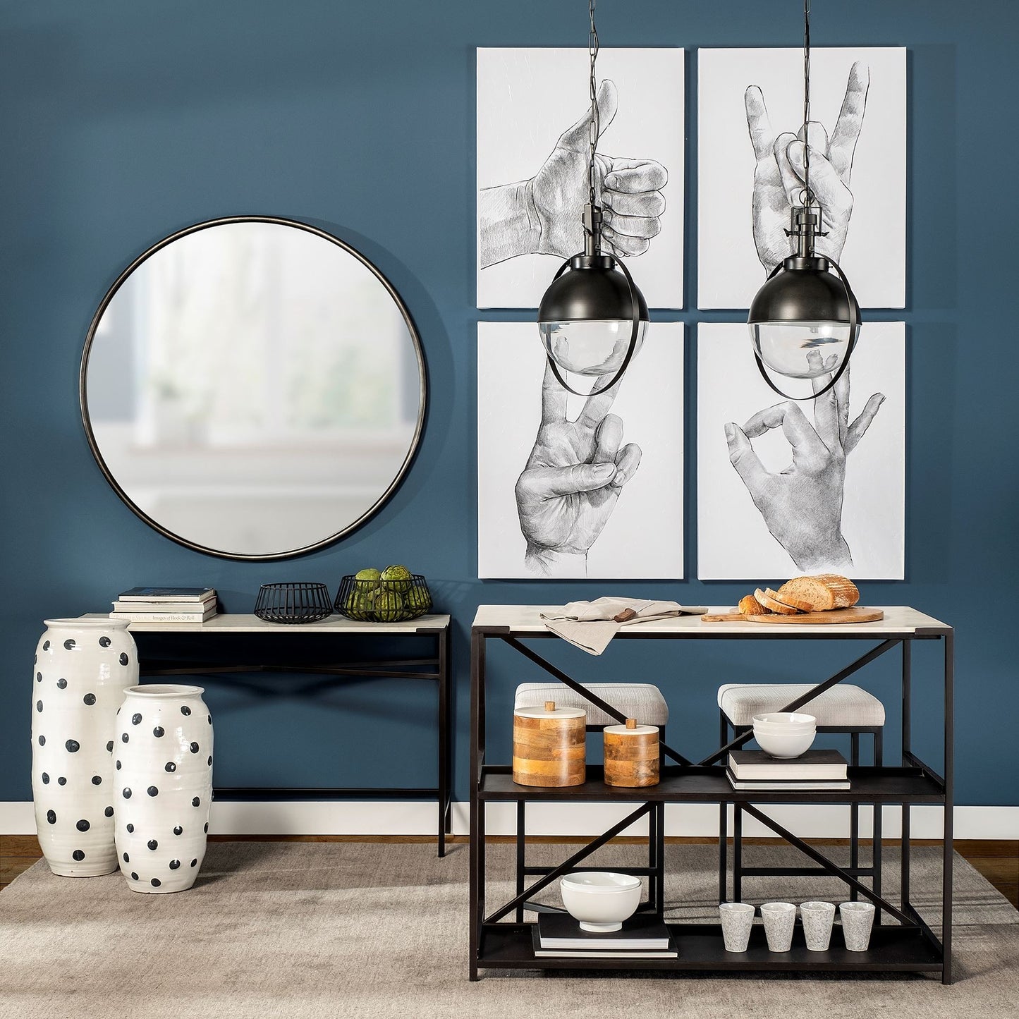 Black Metal Sphere Pendant Hanging Light By Homeroots | Pendant Lamps | Modishstore - 9