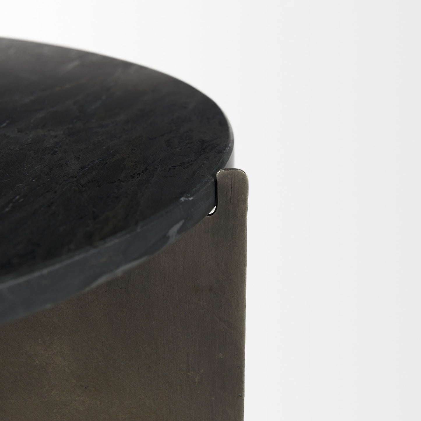 Mod Black Marble Antiqued Nickel Side Table By Homeroots | Side Tables | Modishstore - 9