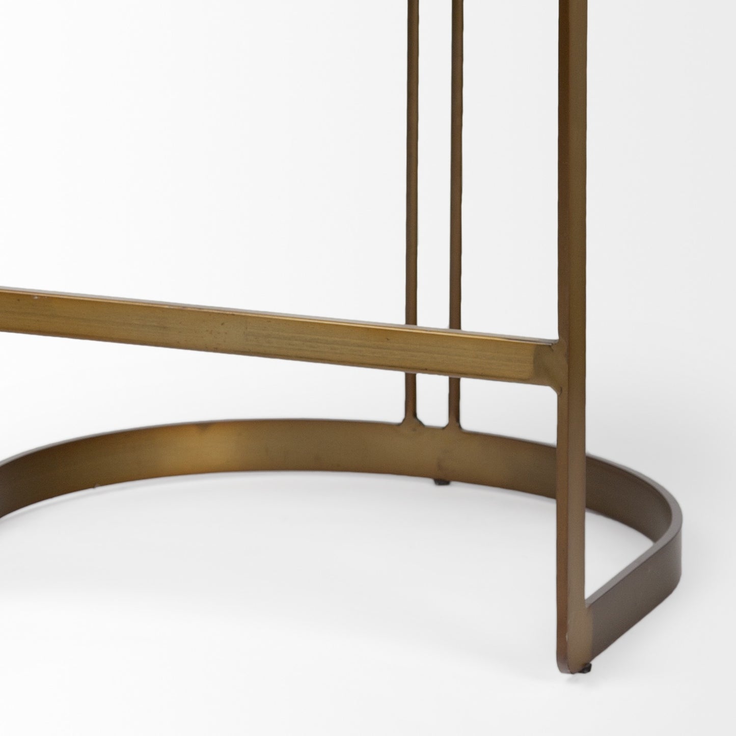 29' Black Leather Antiqued Gold Low Back Counter Stool By Homeroots | Counter Stools | Modishstore - 9