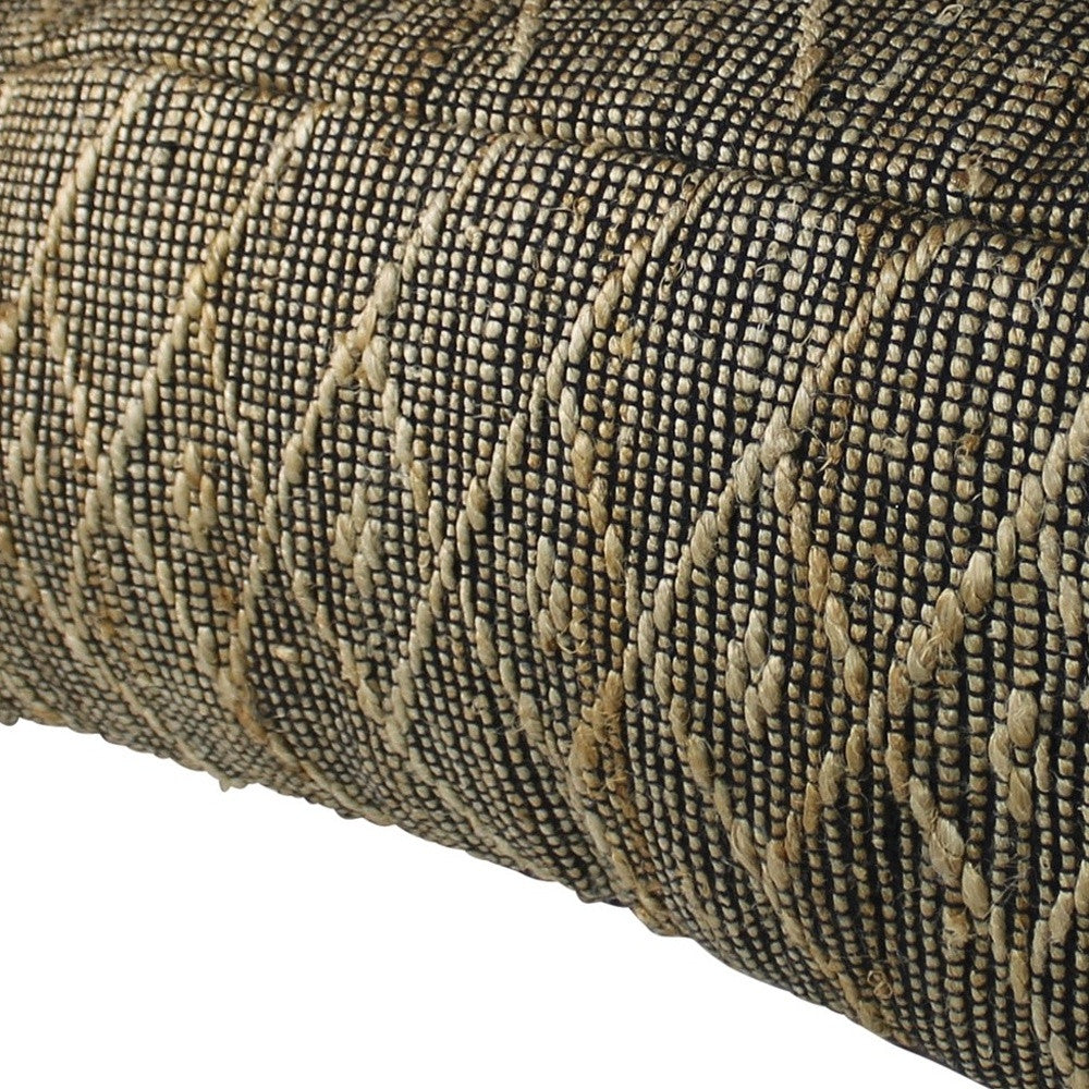 Black Hemp Textured Rectangle Pouf By Homeroots | Poufs | Modishstore - 5