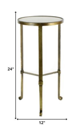 Gold and White Marble Side Table By Homeroots | Side Tables | Modishstore - 5