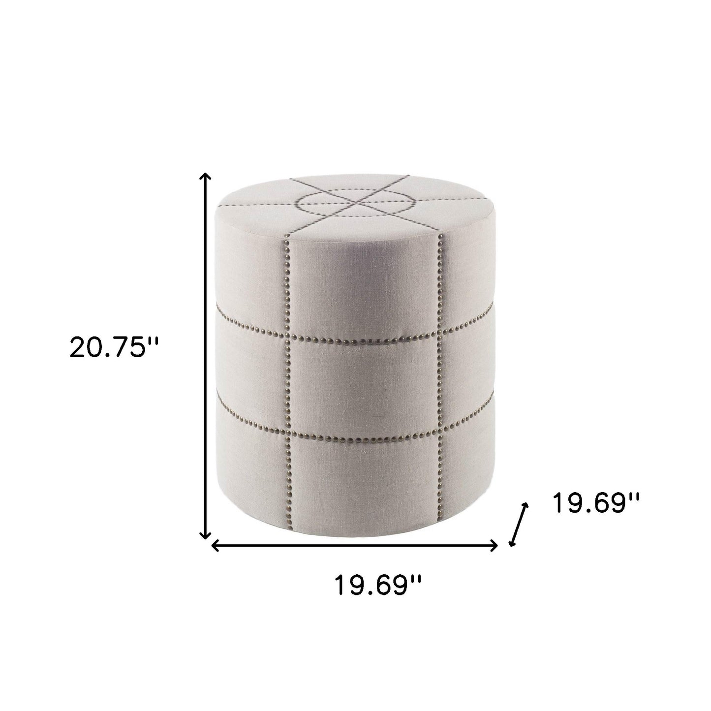 Cream Ottoman with Metal Detailing By Homeroots | Ottomans | Modishstore - 4