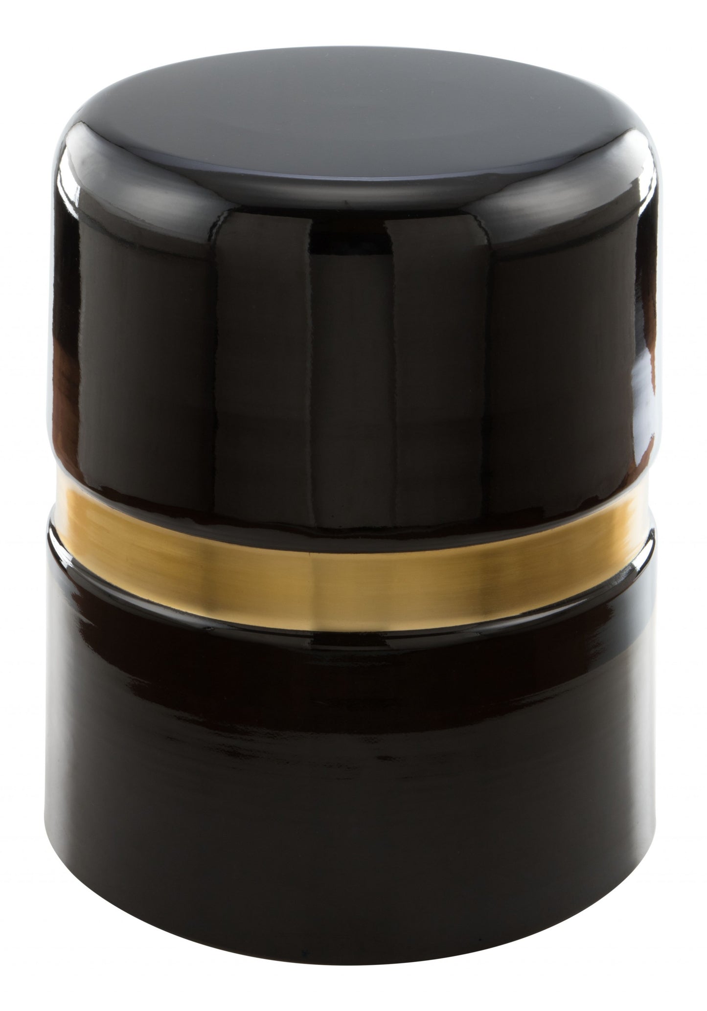 18" Black and Gold Modern Tubular Round Top End Table By Homeroots | End Tables | Modishstore - 9