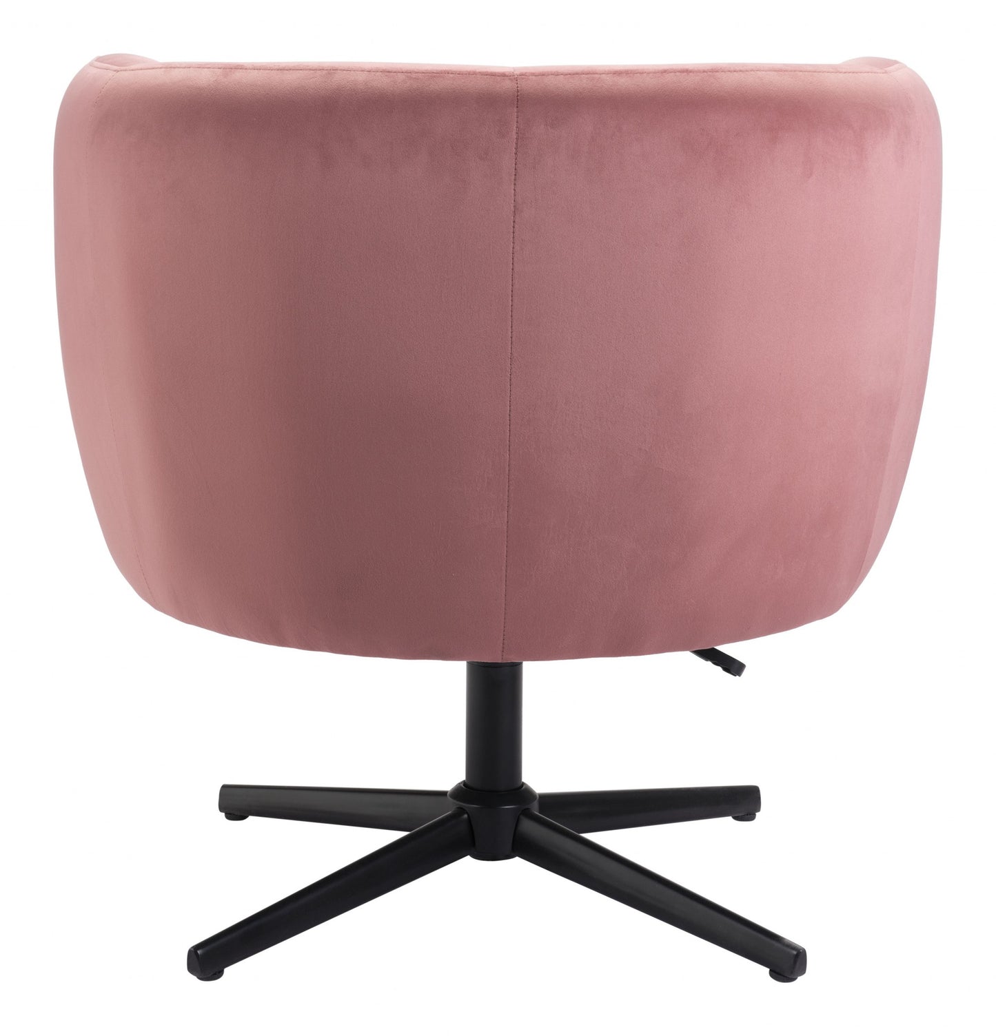 30" Pink And Black Velvet Swivel Barrel Chair By Homeroots