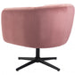 30" Pink And Black Velvet Swivel Barrel Chair By Homeroots