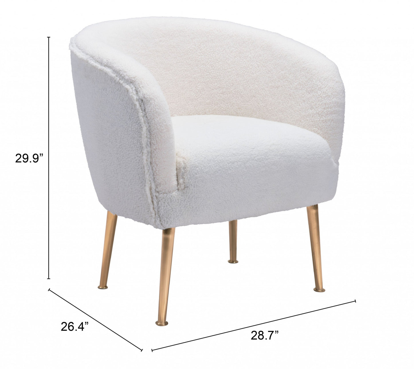 29" Beige Sherpa And Gold Arm Chair By Homeroots | Armchairs | Modishstore - 8