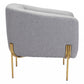 31" Gray And Gold Linen Barrel Chair By Homeroots