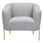 31" Gray And Gold Linen Barrel Chair By Homeroots