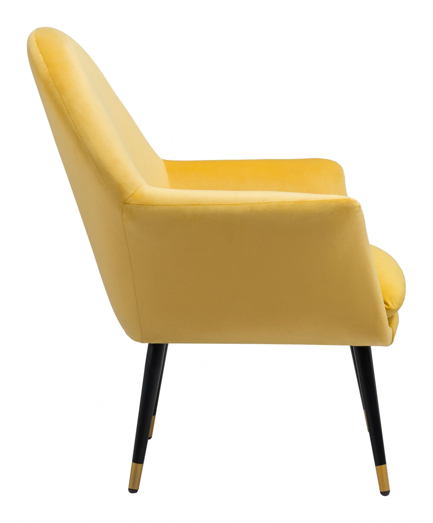 30" Yellow And Gold Velvet Arm Chair By Homeroots