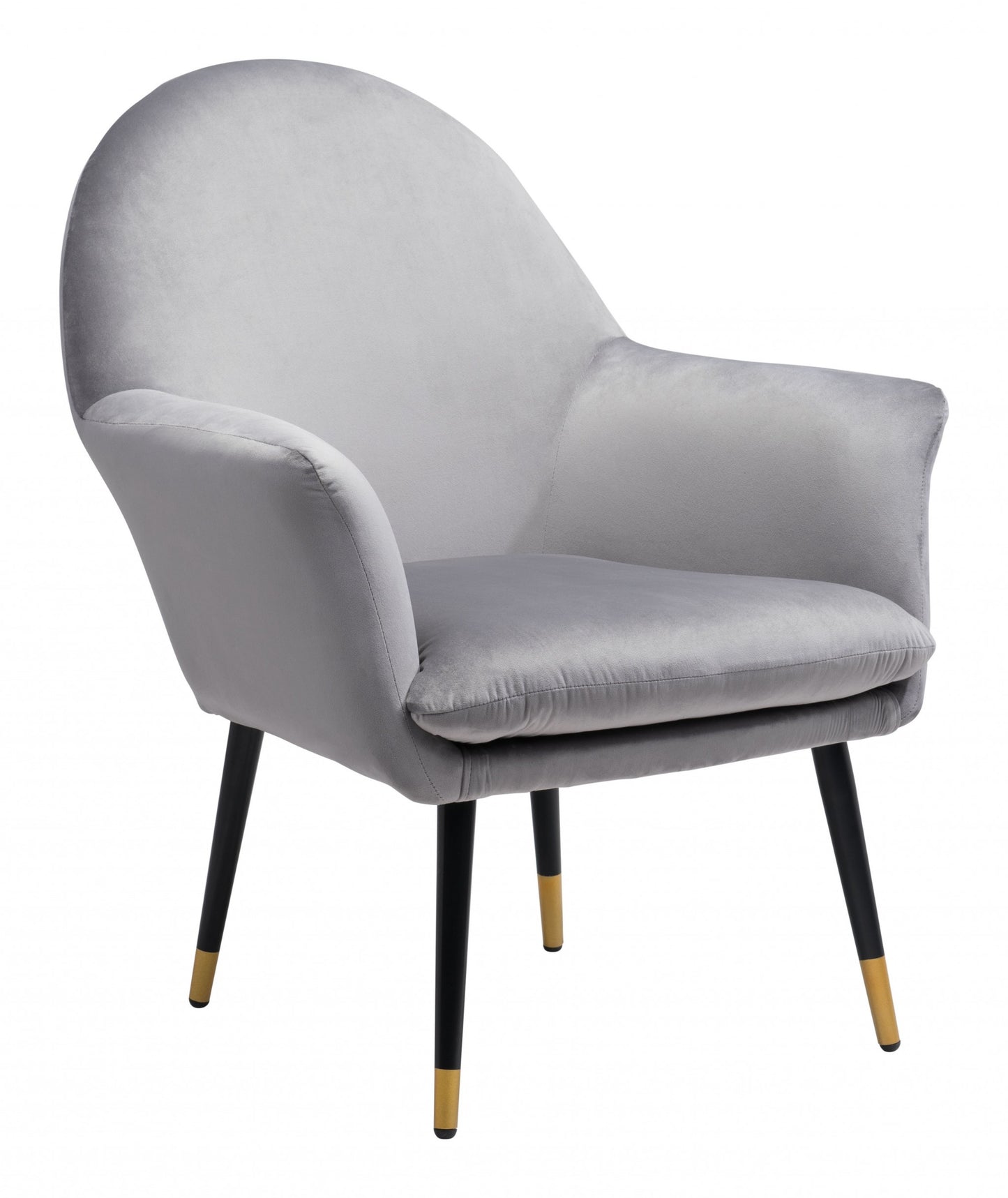 30" Gray And Gold Velvet Arm Chair By Homeroots