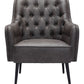 29" Black Faux Leather And Gold Tufted Arm Chair By Homeroots