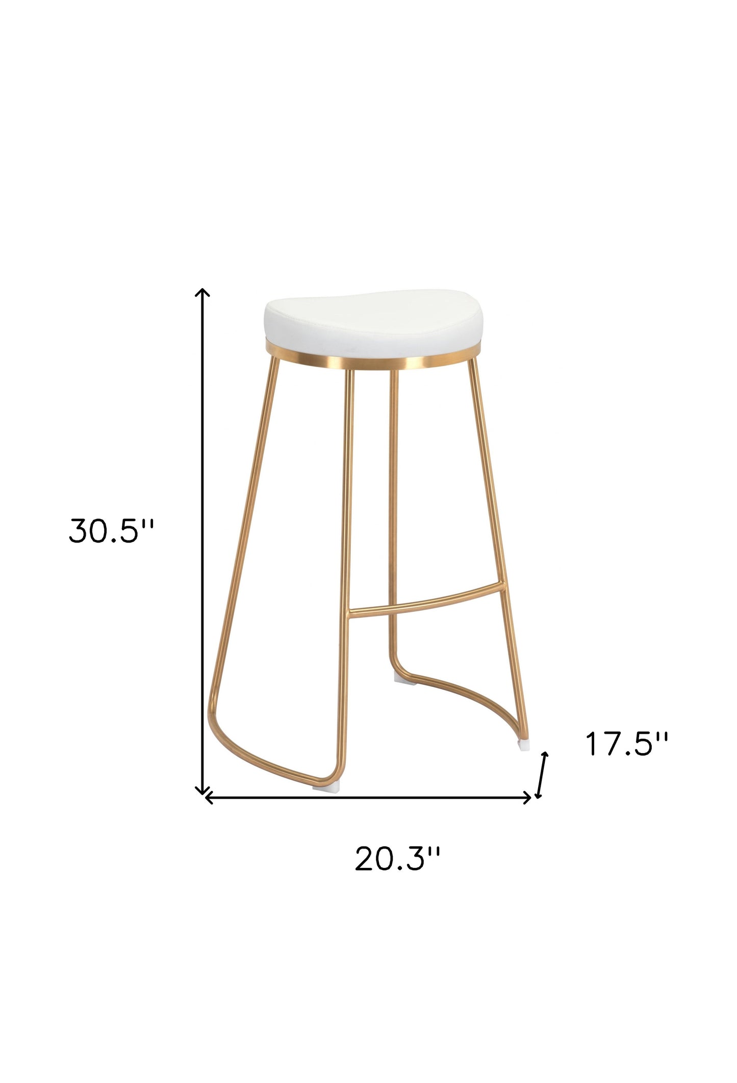 Set Of Two 31" White And Gold Steel Backless Bar Height Chairs With Footrest By Homeroots | Bar Stools | Modishstore - 9