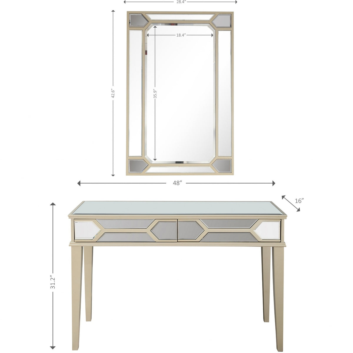 Antiqued Silver Mirror and Console Table By Homeroots | Console Tables | Modishstore - 9