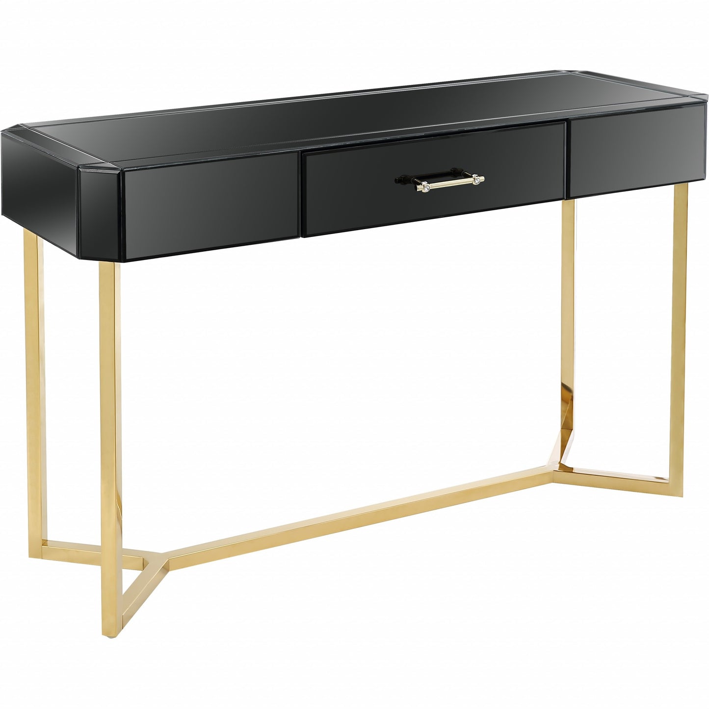 Black and Gold Mirror and Console Table By Homeroots | Console Tables | Modishstore - 8