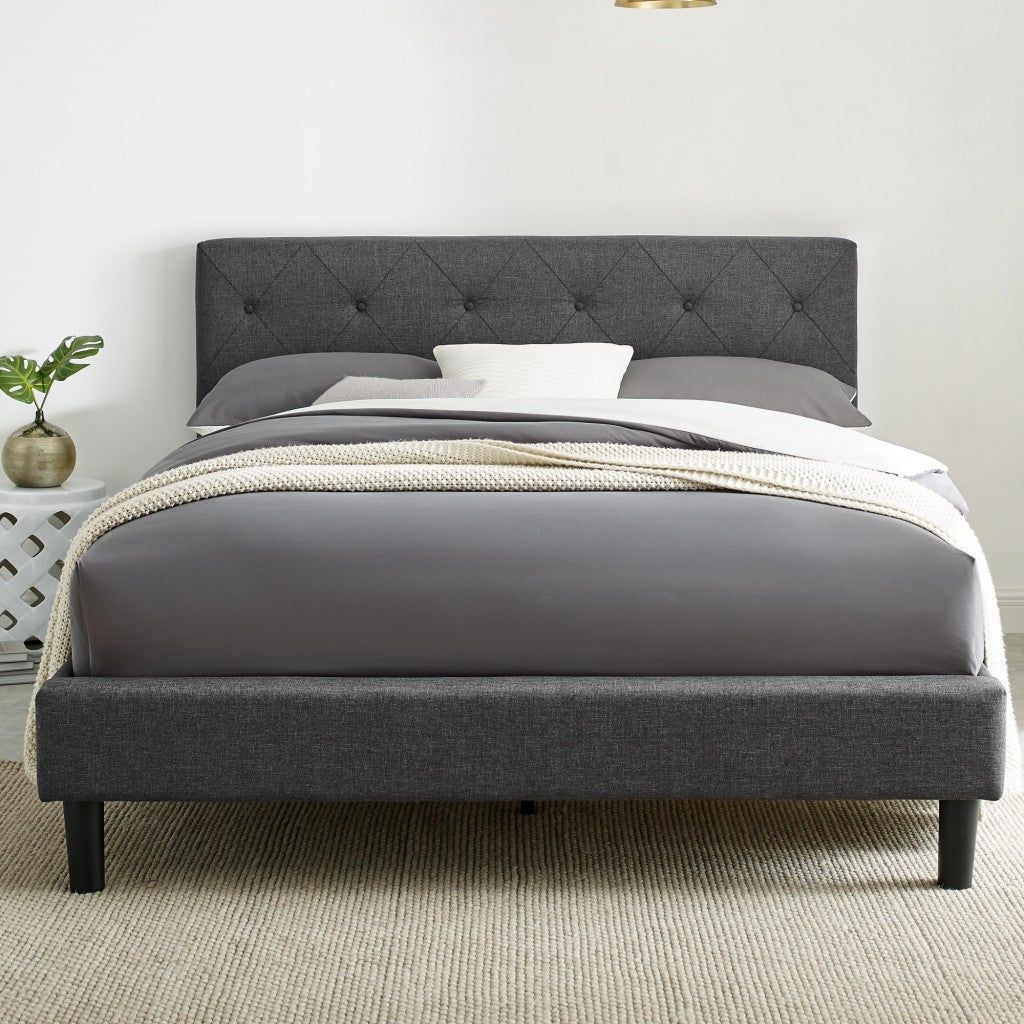 Grey Queen Platform Bed By Homeroots | Beds | Modishstore - 8