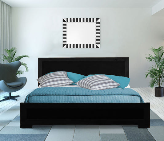 Black Wood Full Platform Bed By Homeroots - 397072 | Beds | Modishstore - 3