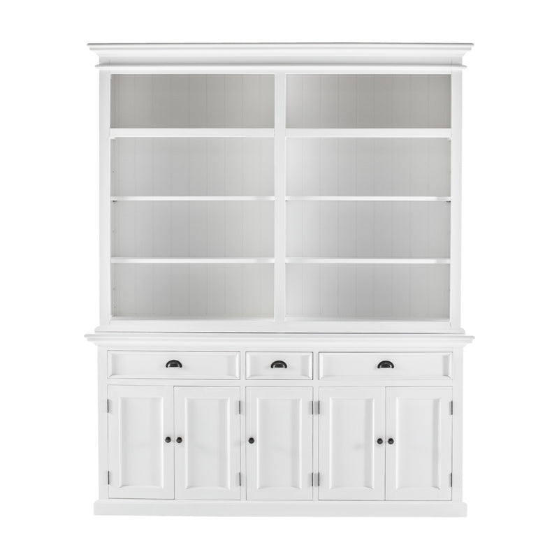 Classic White Hutch Bookcase with 5 Doors and 3 Drawers By Homeroots | Bookcases | Modishstore