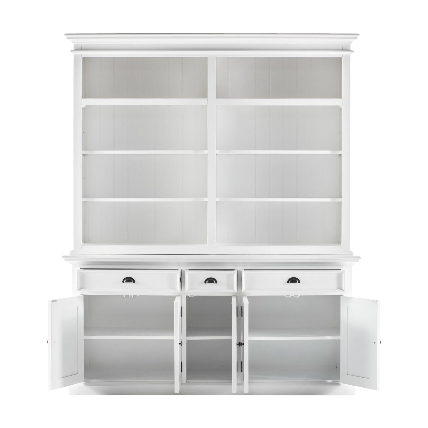 Classic White Hutch Bookcase with 5 Doors and 3 Drawers By Homeroots | Bookcases | Modishstore - 2