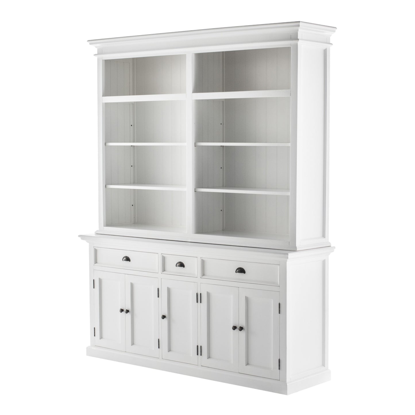 Classic White Hutch Bookcase with 5 Doors and 3 Drawers By Homeroots | Bookcases | Modishstore - 3