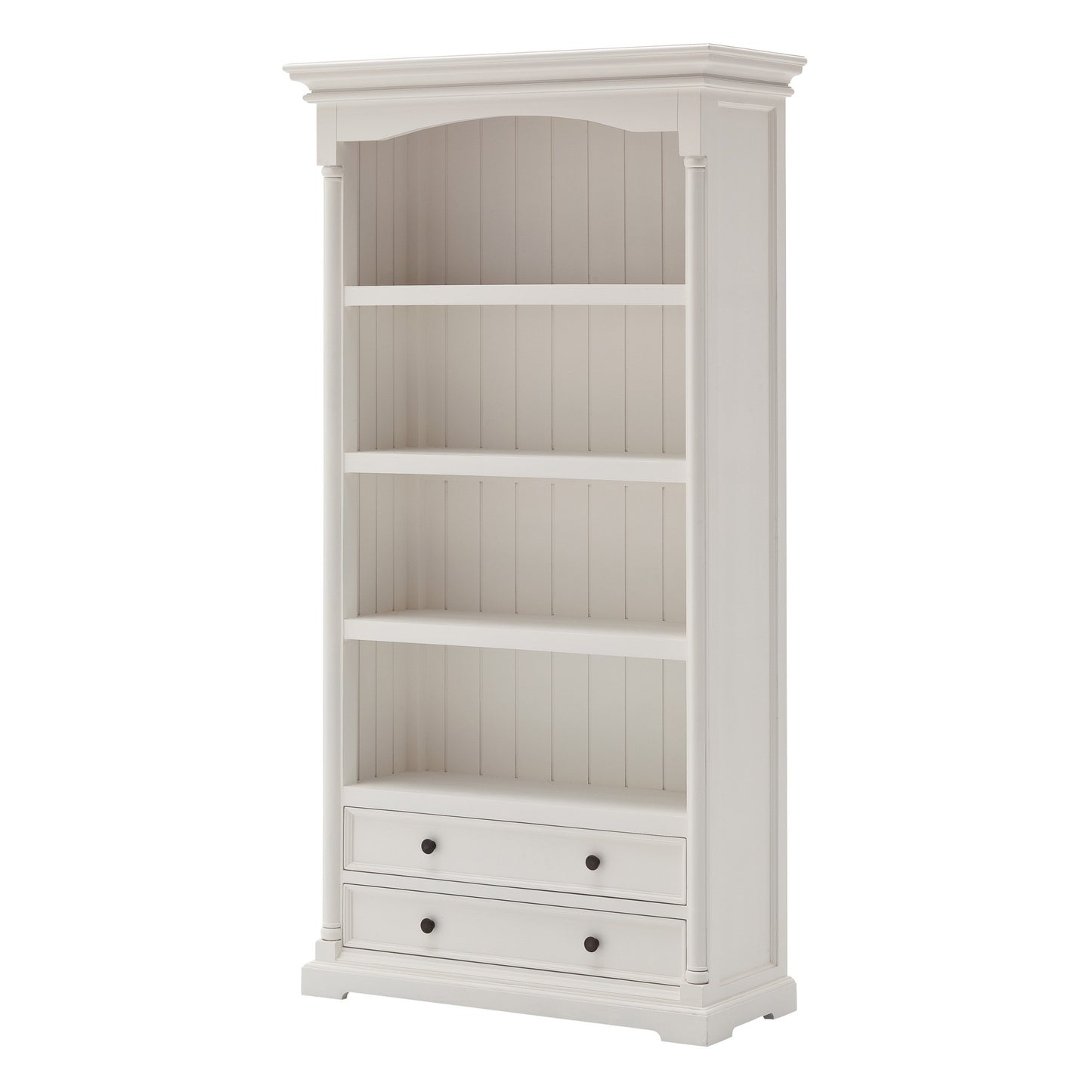 Classic White Bookcase with Drawers By Homeroots | Bookcases | Modishstore - 2