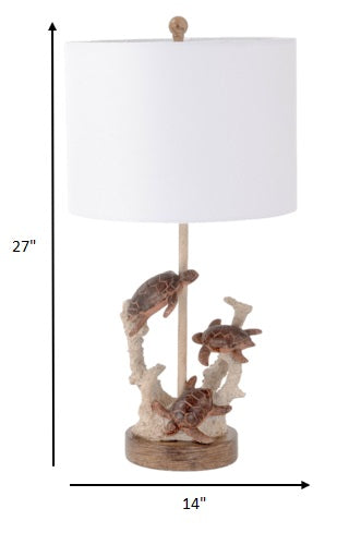 Set of 2 Brown Turtle Reef Table Lamps By Homeroots | Table Lamps | Modishstore - 4