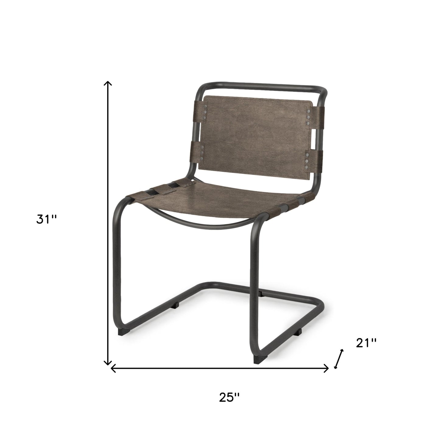 Set Of 2 Dark Brown Leather Dining Or Side Chairs By Homeroots | Dining Chairs | Modishstore - 3