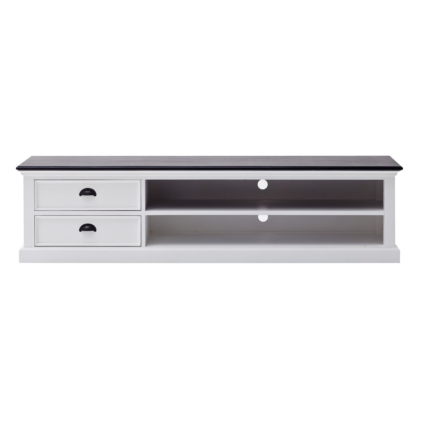 71" Classic White and Black Entertainment Unit with Two Drawers By Homeroots | TV Stands | Modishstore