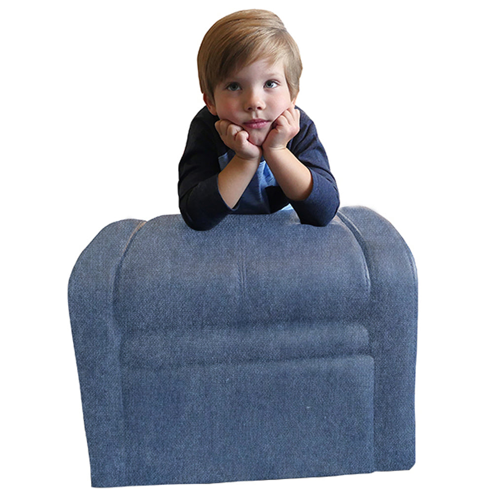 Kids Blue Comfy Upholstered Recliner Chair with Storage By Homeroots
