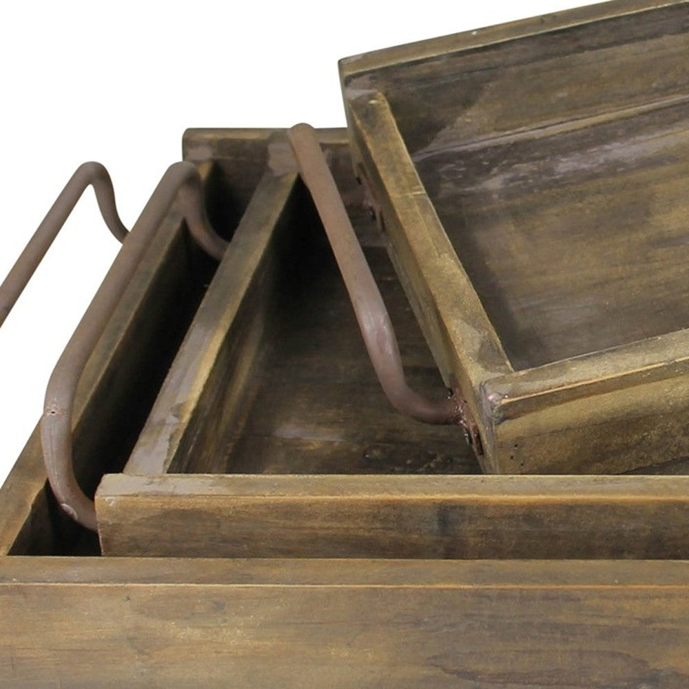 Set Of Three Wooden Trays By Homeroots | Trays | Modishstore - 4
