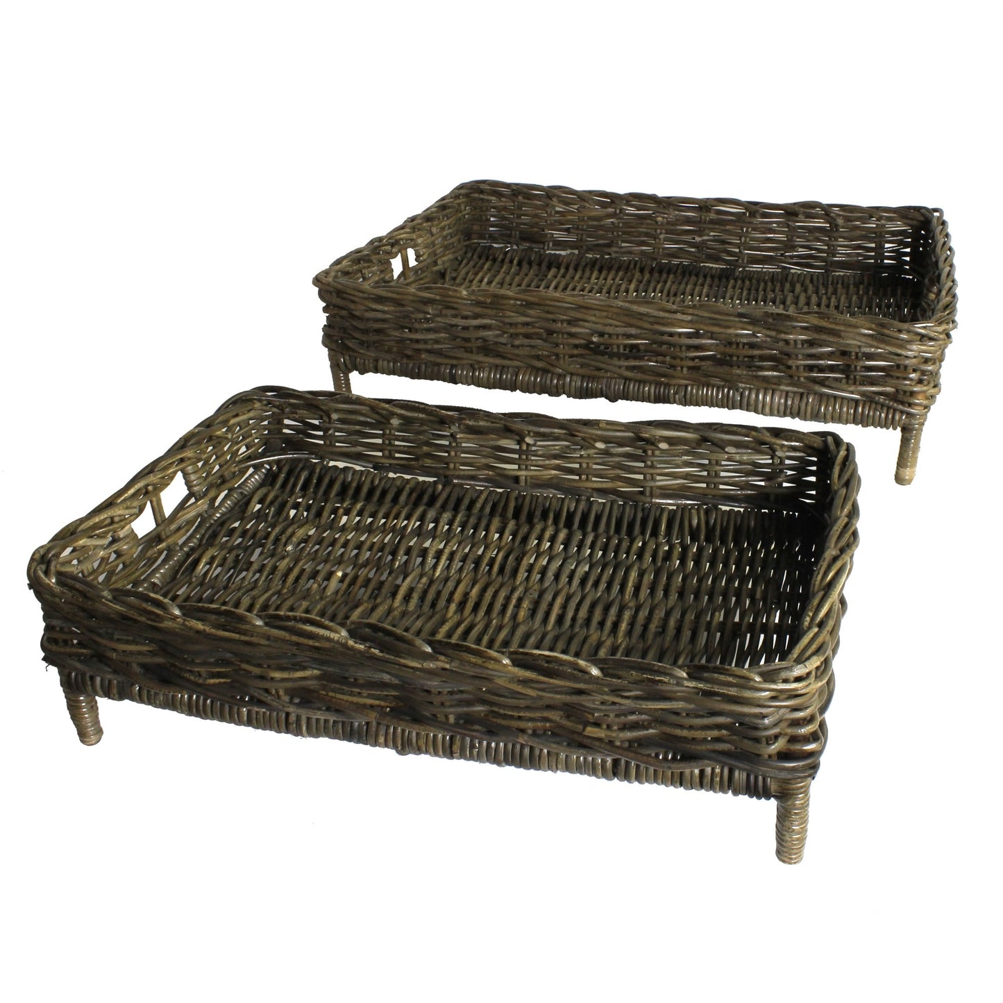 Set Of Two Brown Rattan Trays By Homeroots | Trays | Modishstore - 3