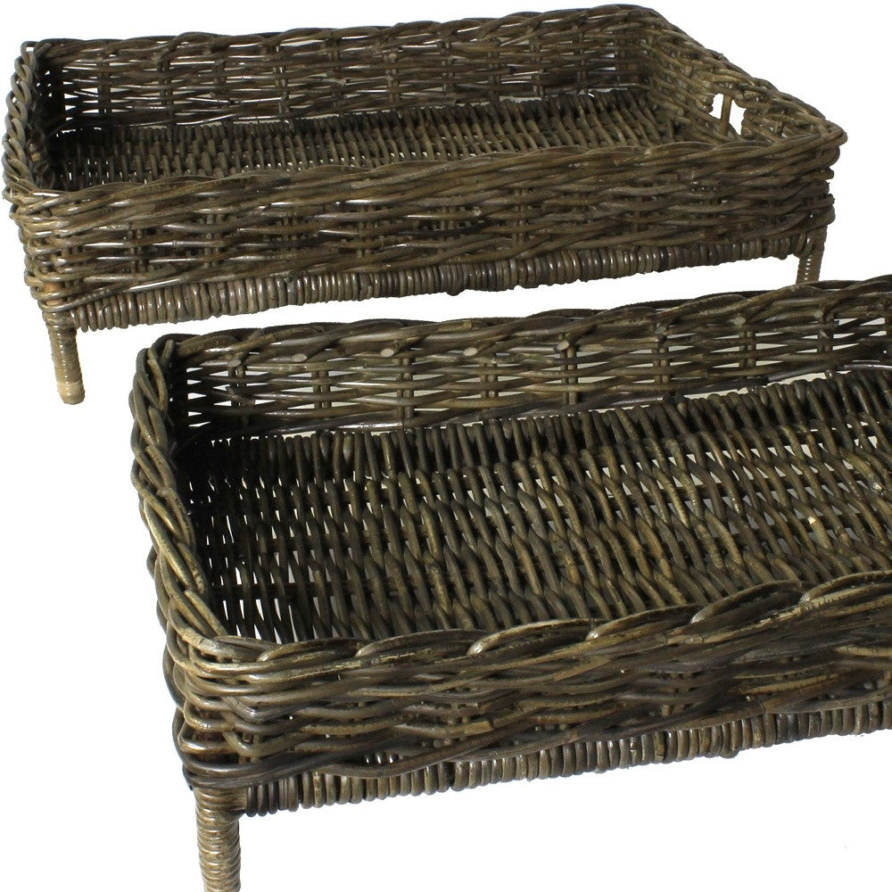 Set Of Two Brown Rattan Trays By Homeroots | Trays | Modishstore - 4
