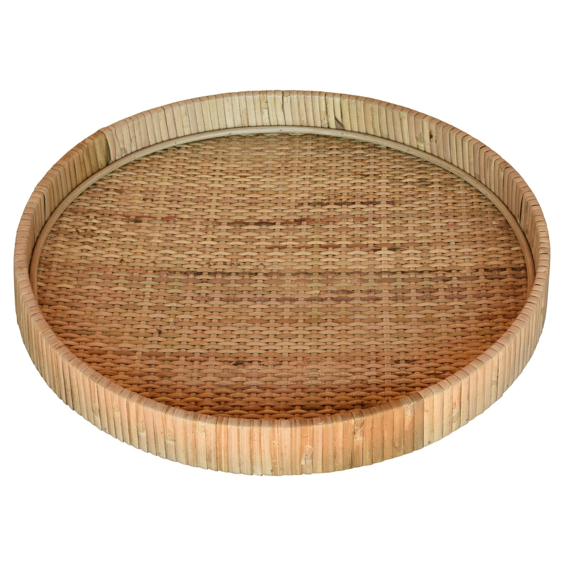 Jumbo Braided Bamboo Round Tray By Homeroots | Trays | Modishstore - 2