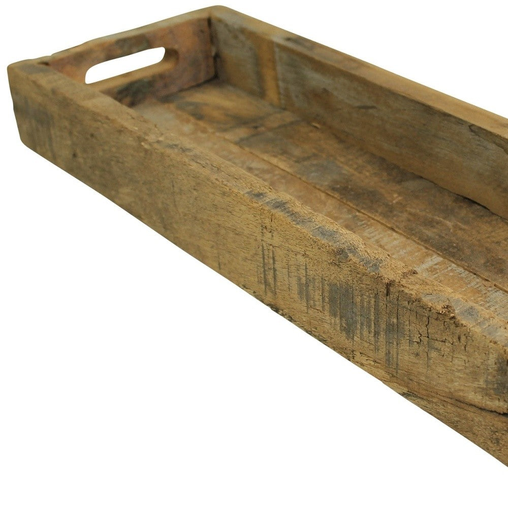 Jumbo Rectangular Wooden Block Serving Tray By Homeroots | Trays | Modishstore - 3